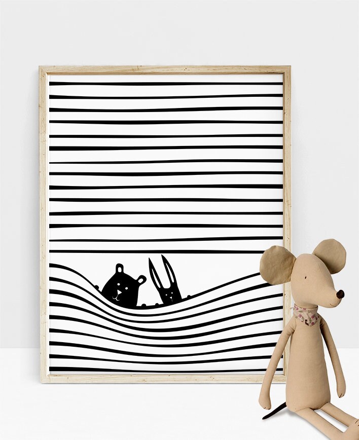 Modern Nursery Wall Art Set of 3 Woodland Animals Set Etsy