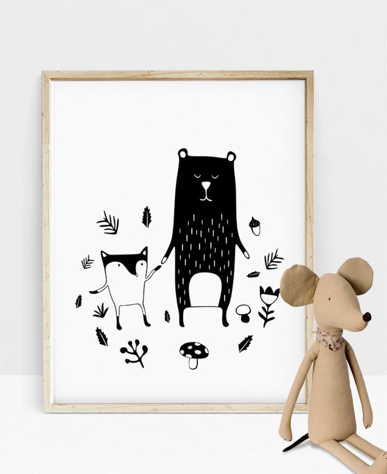 Modern Nursery Wall Art Set of 3 Woodland Animals Set Etsy