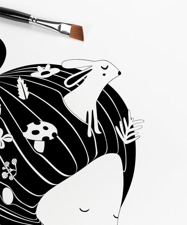 Black and White Nursery Print Affordable Wall Art Forest Etsy