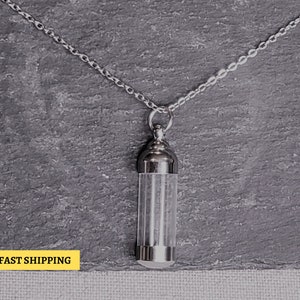 Empty Fillable Vial Bottle - Stainless Steel Chain | Memorial Keepsake URN Cremation Ashes Holder | Tiny Charm Pendant Capsule Necklace