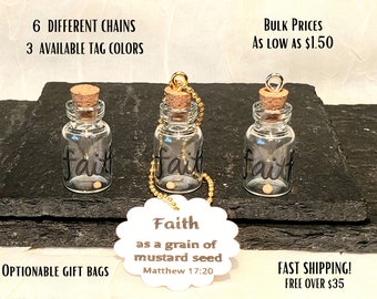 Faith Mustard Seed Mini Glass Bottle Charm-Church Event-Wedding-Baptism-Bulk Inspirational Christian Jewelry-Mother&#39;s day Easter Retreat