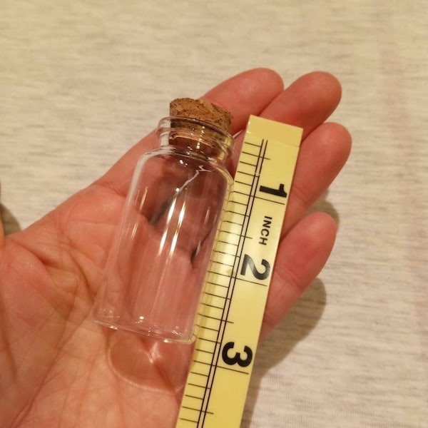 1 oz 2.5 inch Tiny clear glass bottles with cork lid EMPTY  fillable wish charm ornament perfume matches 30ml