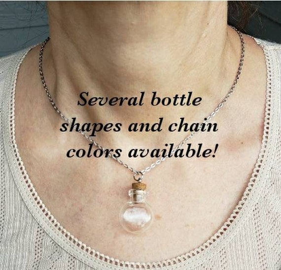 FLAT ROUND Shaped Empty Bottle Chain Necklace Fillable Pendant Etsy