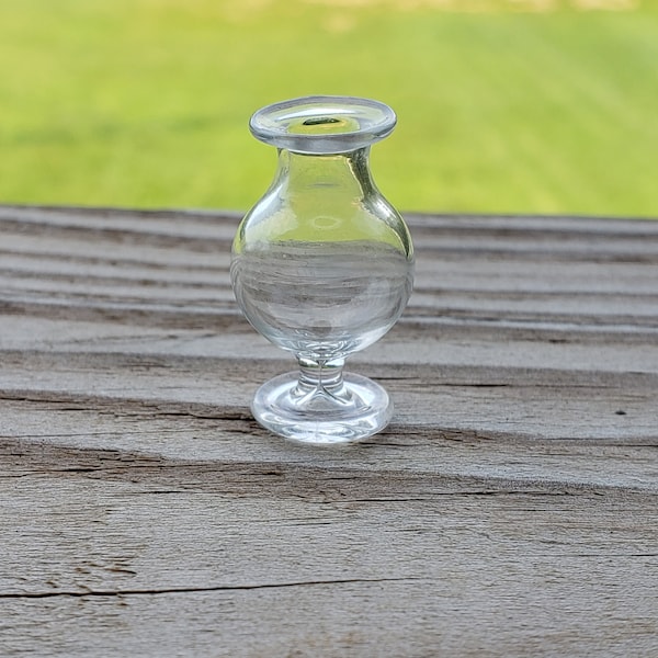 MINI Glass pedestal Vase | Little Clear Bottle Bud Vase | Dollhouse Accessories 1/12  | Micro Landscape Garden | Whisker Vase