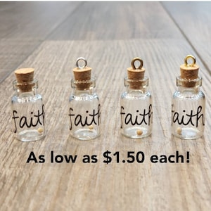 Faith Mustard Seed Glass Bottle Charm Mini gift school Church Weddings Baptism Bulk Inspirational Christian jewelry Easter Basket 3c