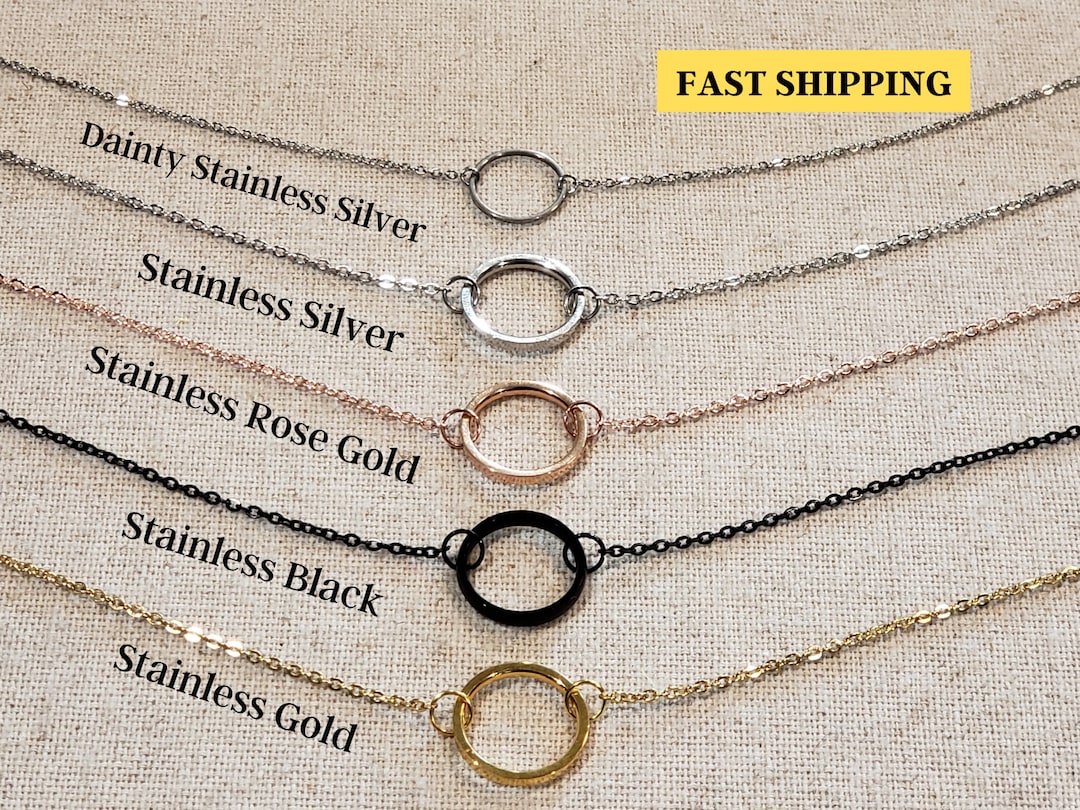 Stainless Steel Karma Eternity Circle Necklace 5 Different Choices