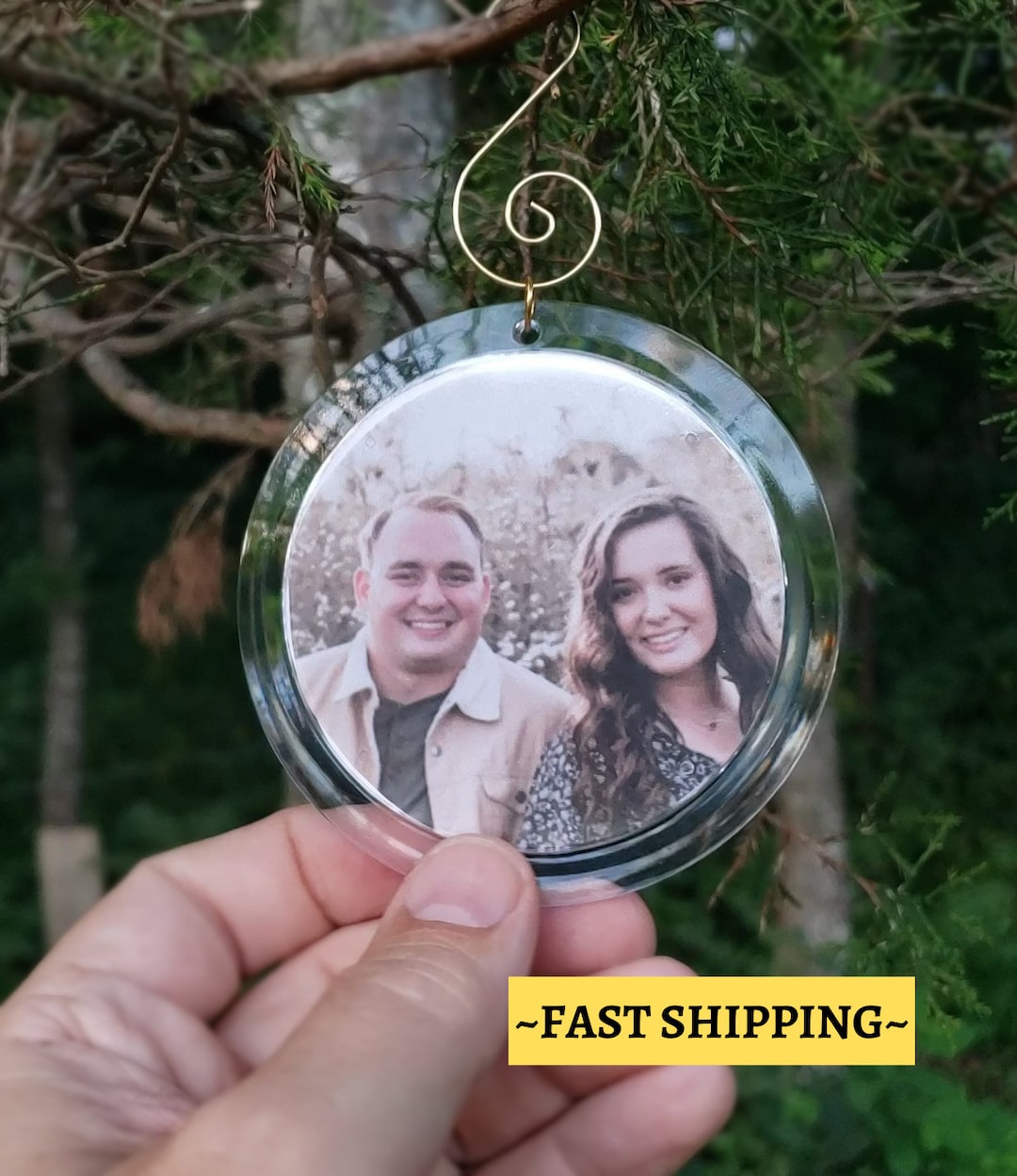 Picture Frame Ornament DIY Do It Yourself Hanging Photo Round Clear ...