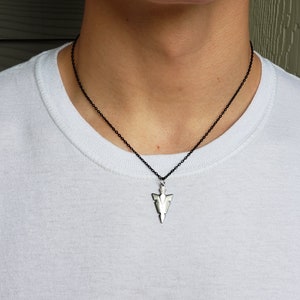 Men&#39;s ARROWHEAD Black Stainless Steel Necklace | Minimalist, Hypoallergenic | Black Or Silver Stainless Pendant | Men&#39;s Jewelry