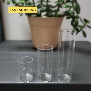 VASES Tall Clear Glass 3 Sizes 2 0z 4 Oz 6 Oz DIY Fillable Quality Vases Wedding Bridal or Baby Shower Favors Gift image 1