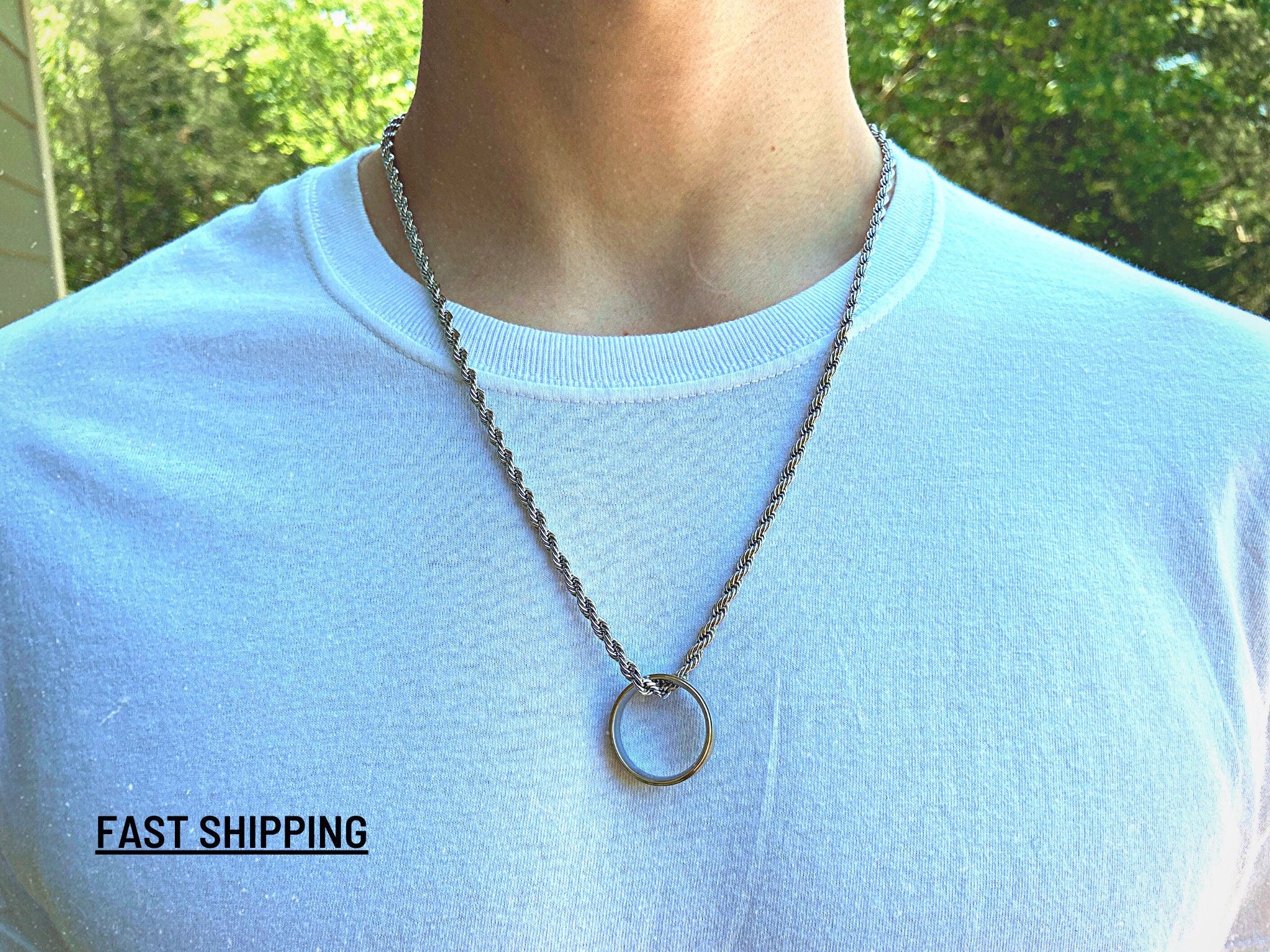 Gold Ring Necklace on rope style chain. — WE ARE ALL SMITH