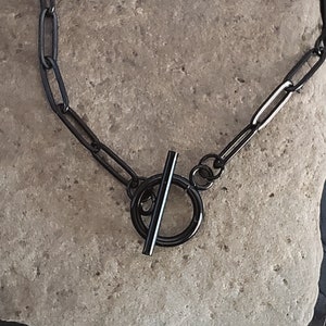 Stainless steel PAPERCLIP CHAIN Necklace Bracelet Anklet Toggle Clasp Choker Hypoallergenic Waterproof  Long Link Layer paper clip