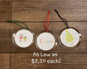 Diy child art craft tree Ornament Round clear circle reversible double sided EMPTY Photo Frame decor Holiday christmas stocking stuffer