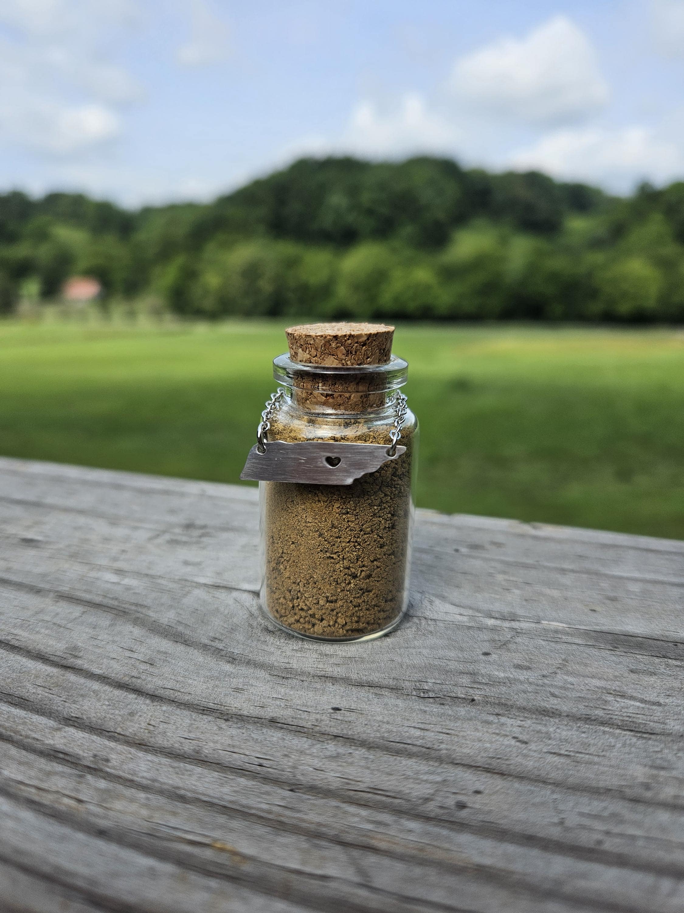 Mini Glass Jar W Tennessee Dirt Plus Stainless Steel Charm Soil