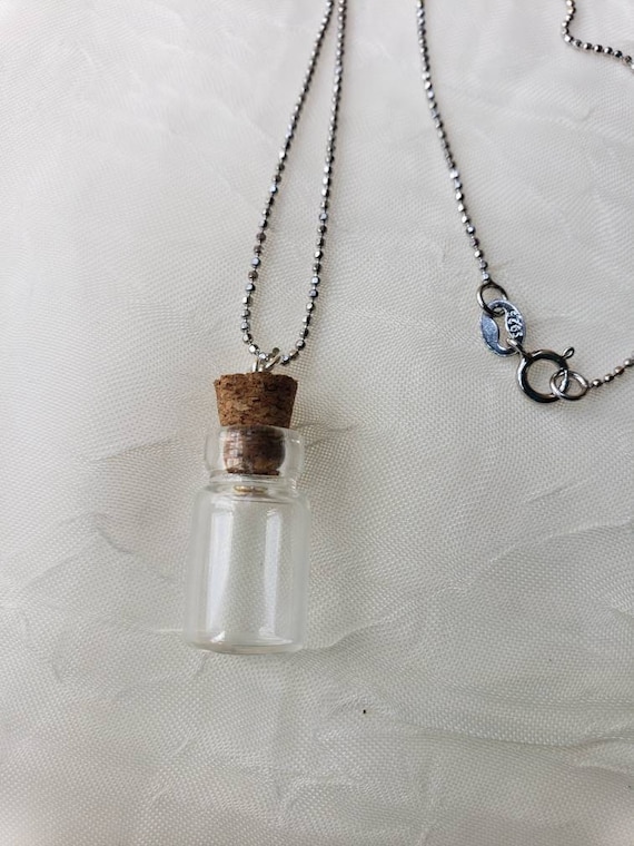 Charm Necklaces Small Glass Bottles With Corks Necklace Sterling