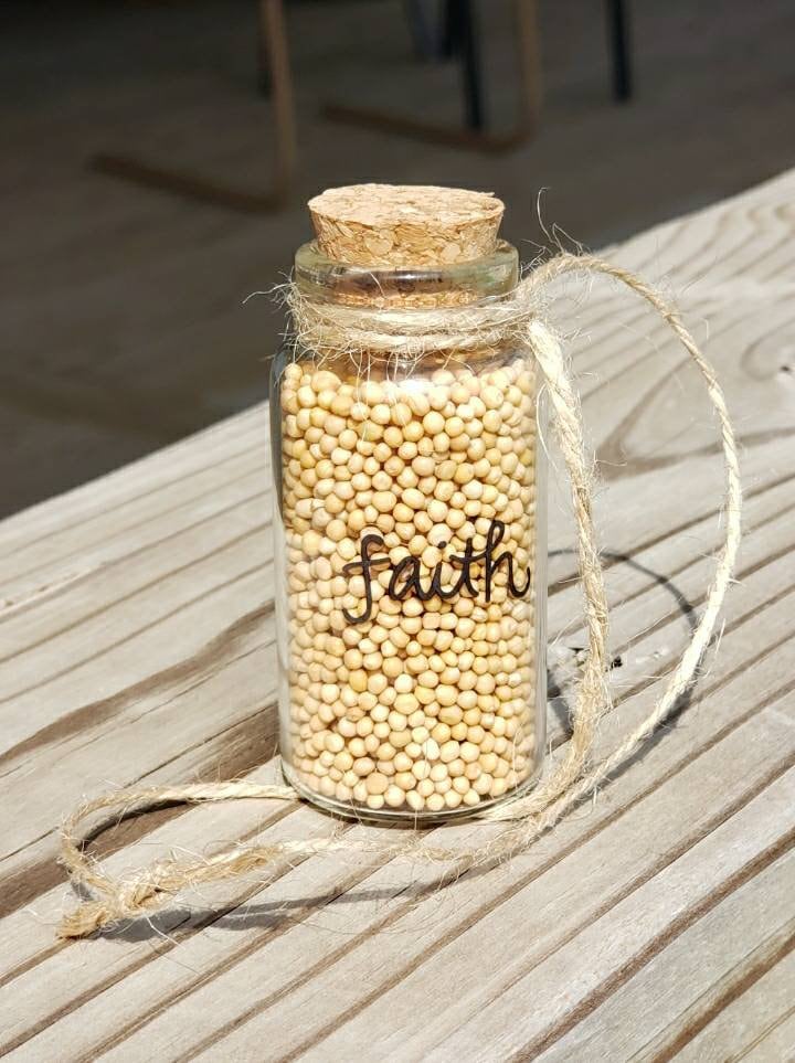 Mustard Seed Faith Glass Bottle Charm/ twine Mini gift for Etsy