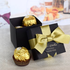 Bruiloft gunst dozen, bedankje geschenkdoos, gepersonaliseerde geschenkdoos, zwarte en gouden gunst dozen, partij gunst dozen, luxe geschenkdozen, geschenkdozen