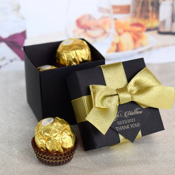 Wedding favor boxes, thank you gift box, personalized gift box, black and gold favor boxes, party favor boxes, luxury gift boxes, gift boxes