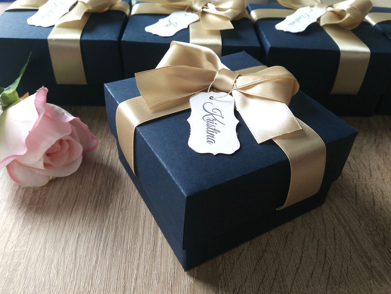 Personalized Gift Box Packaging Boxes Navy Blue Box Elegant Etsy