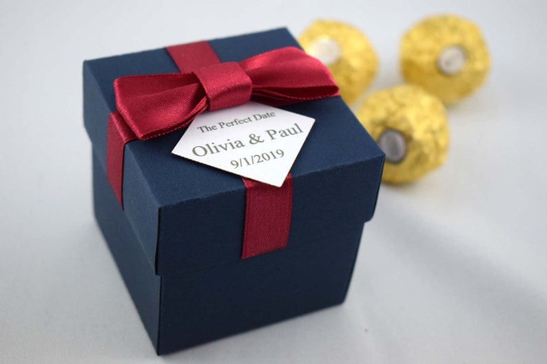 Navy Blue Boxes Personalized Wedding Boxes Navy Favor Boxes Etsy