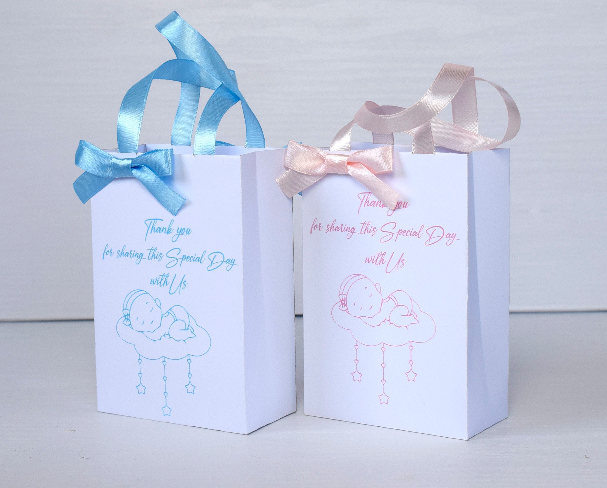 Personalized Baby Shower Favor Bags, Elegant Bow Gift Bags - Etsy UK