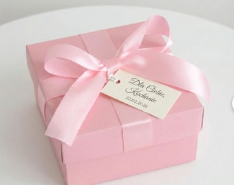 Pink Bridesmaid Proposal Box with White Ribbon