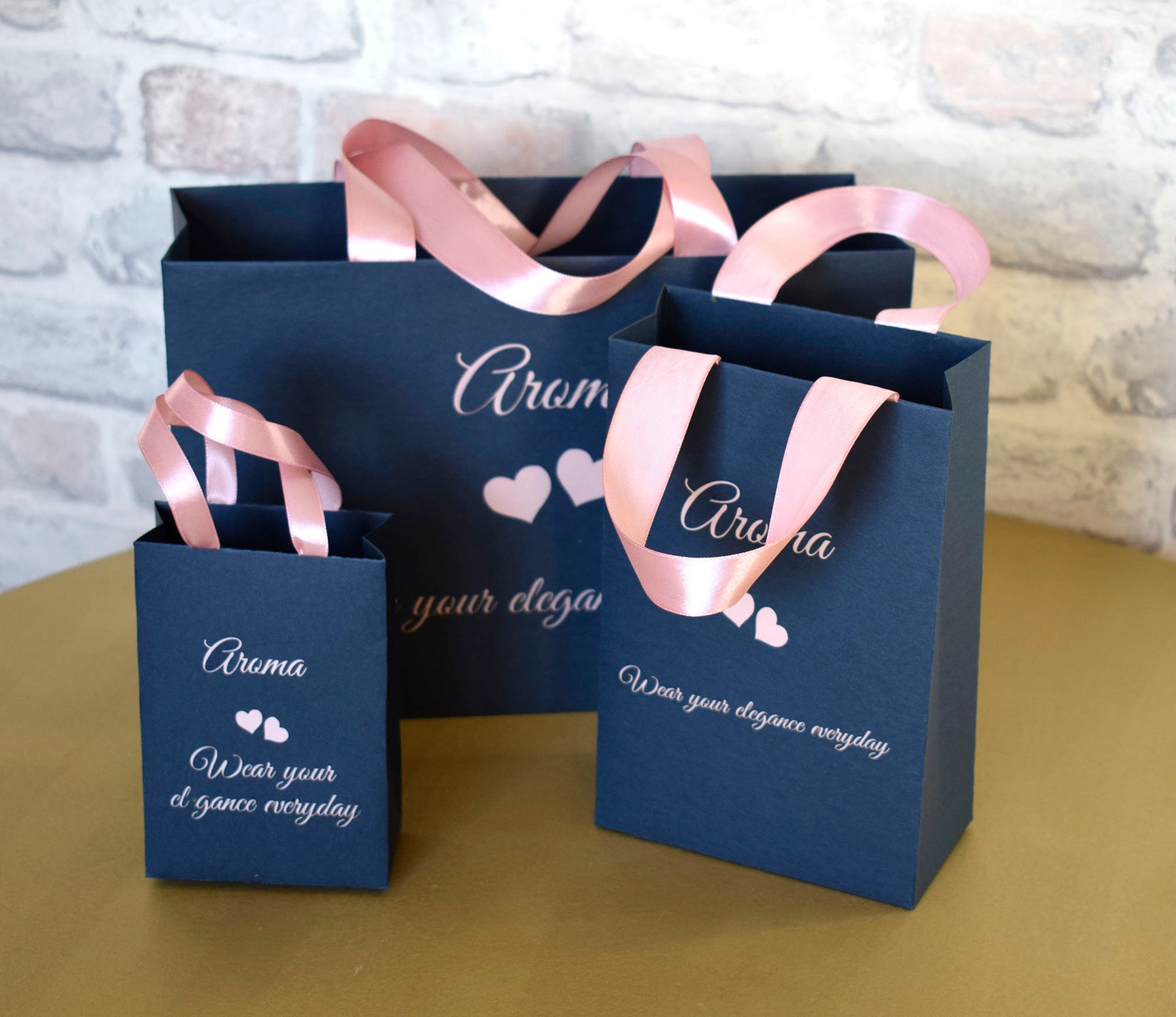 Elegant gift Bag with satin ribbon handles Custom Etsy