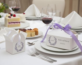 Personalized Lavender Gift Box: Custom Wedding Favor, Keepsake Box