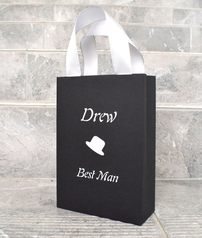 Gray Groomsman Gift Bags Gift for Him Black Best Man Gift Etsy