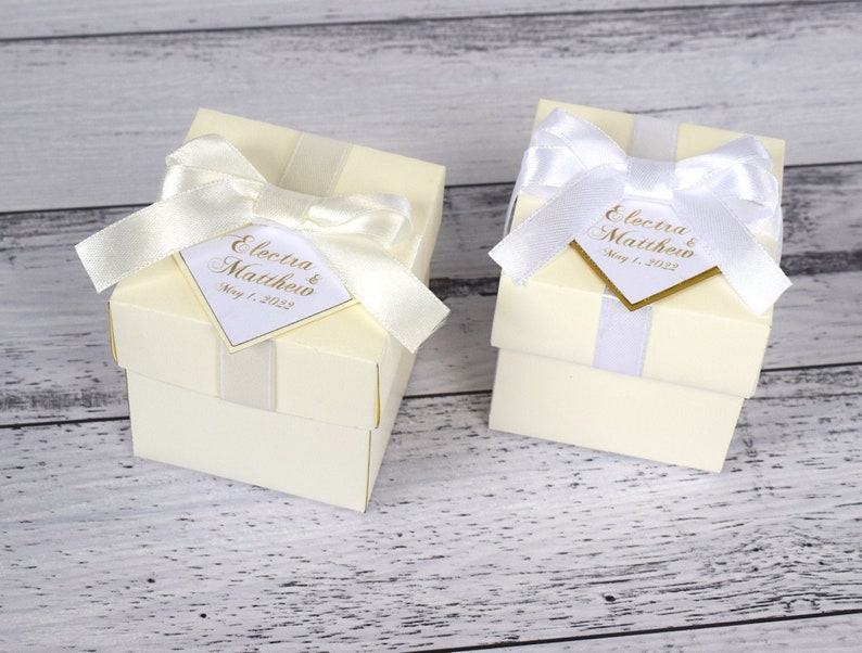 White Favor Boxes Ivory Wedding Favor Boxes Custom Favor Etsy