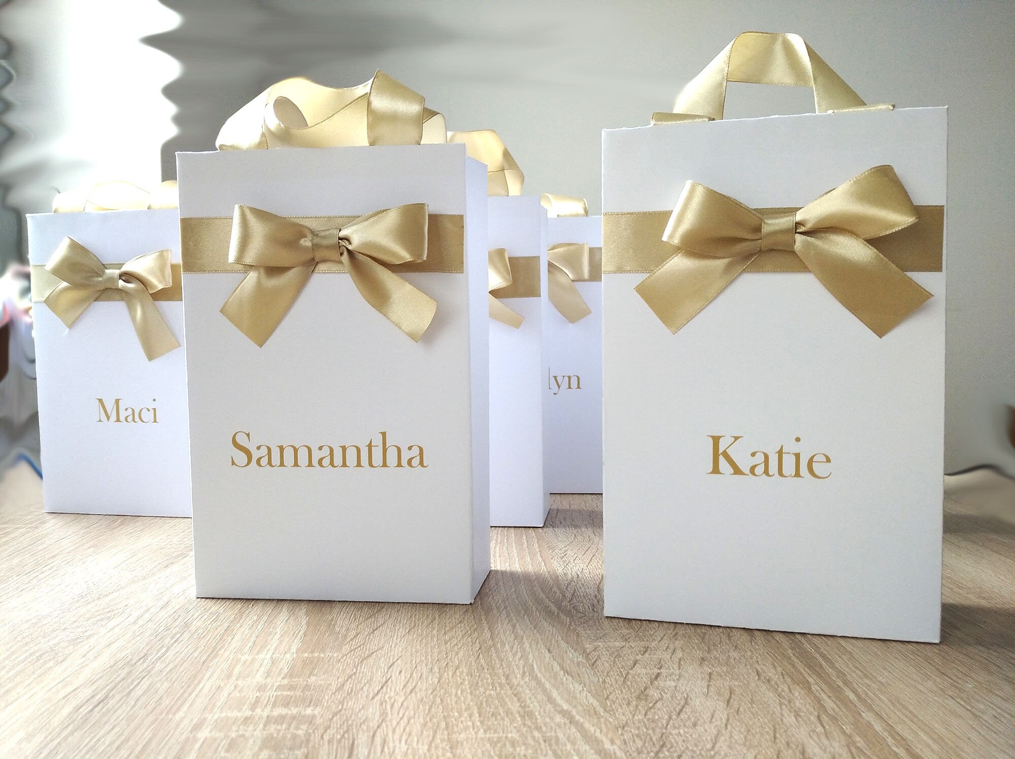 Personalised White Gift Bag with Ribbon Paper kraft bags Etsy