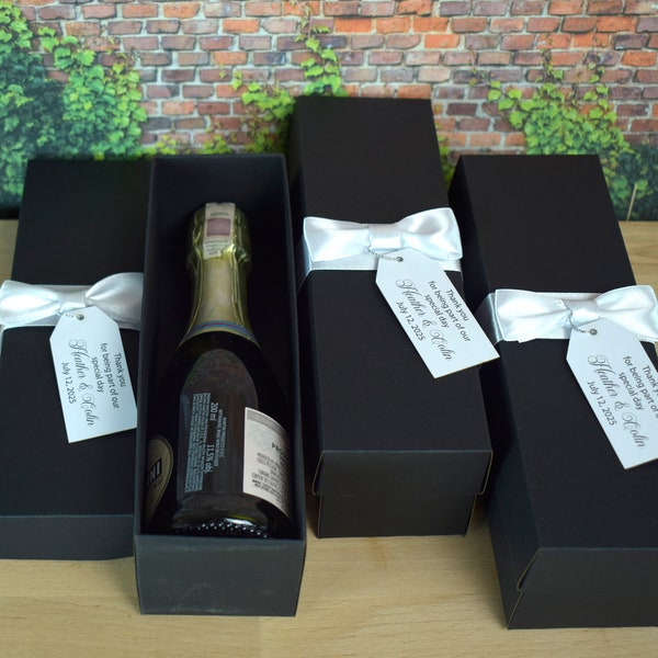 Box for mini champagne bottles, groomsmen gift box, custom box, black favor boxes, small gift box for wine, black box for mini champagne,