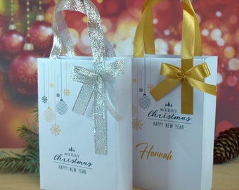 Christmas Gift Bags,Custom Paper Box for Treats, Christmas Present, Favor Bag, Candy Bags, Christmas checkered, Christmas Paper Bag,