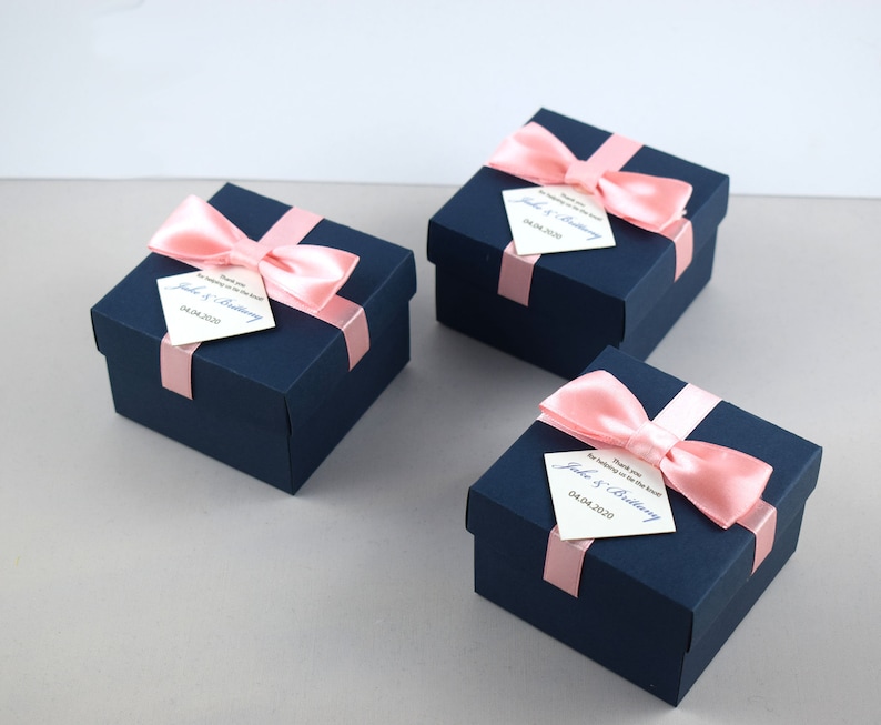 Navy Blue Boxes Personalized Wedding Boxes Navy Favor Boxes Etsy