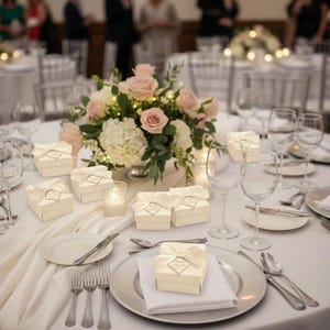 Custom Wedding Favor Boxes: Ivory or White With Ribbon - Etsy