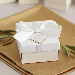 Custom Wedding Favor Boxes: Ivory or White With Ribbon - Etsy
