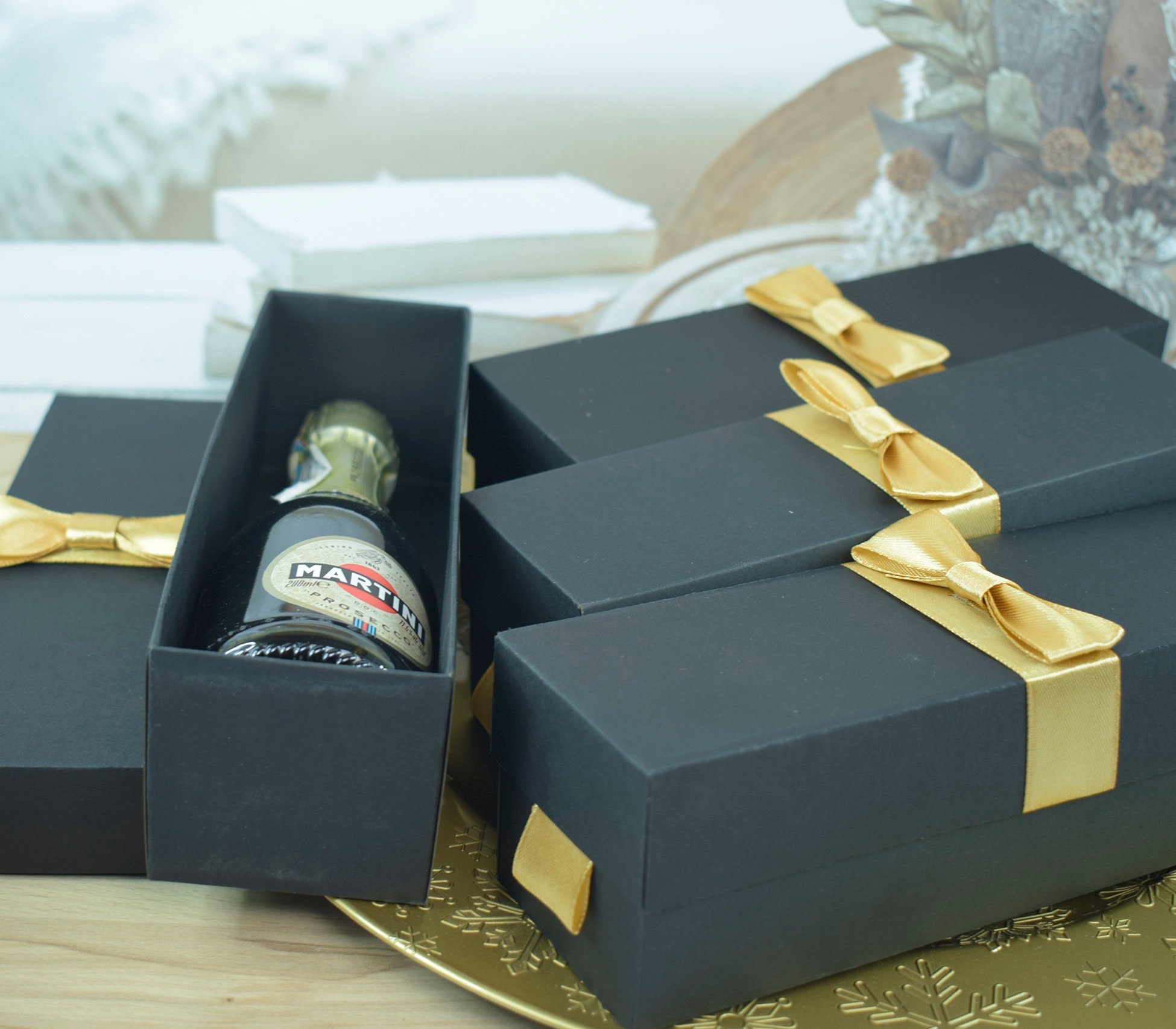 Sacchetti Regalo Per Vino Neri Da 2 Bottiglie - Confezione Da 50 Con Separatore Interno, Carta Kraft Spessa 260g