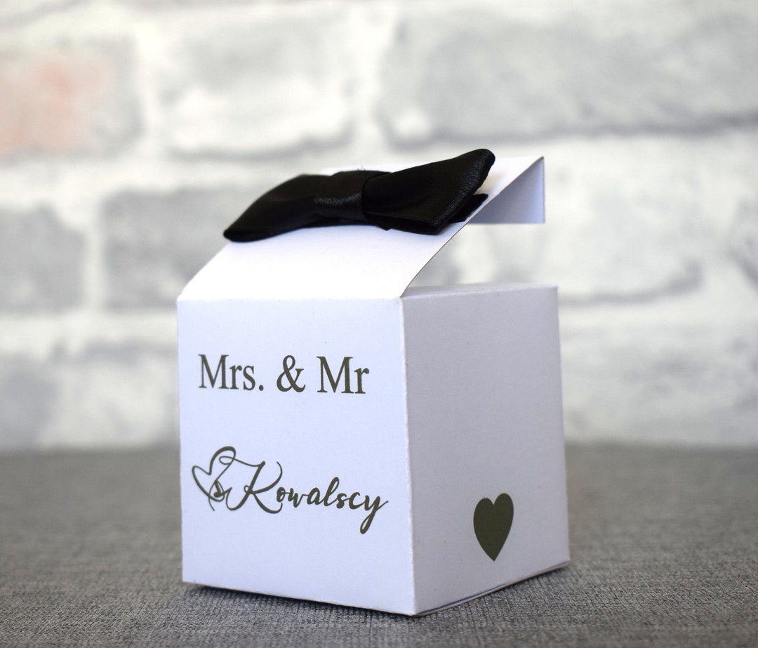 White Favor Boxes, White and Black Favor Boxes, Personalized Favor