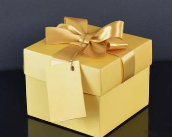 Golden Gift Box: Personalized Label, Elegant Ribbon