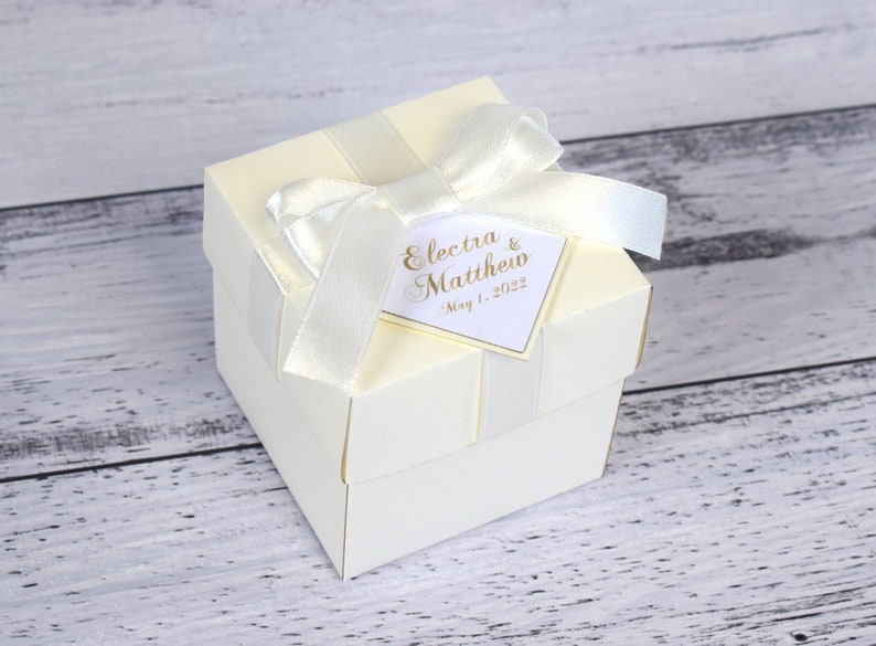 White Favor Boxes Ivory Wedding Favor Boxes Custom Favor Etsy