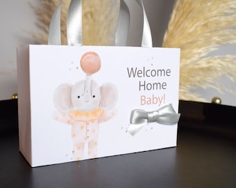 Baby shower party favor bags, Welcome Bag for your guests, baby shower favors, Baby shower gift bag, Lucky elephant, First birthday, baptism