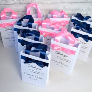 Navy Blue Wedding Bags, Elegant Gift Bags, Wedding Welcome Bag, Thank ...