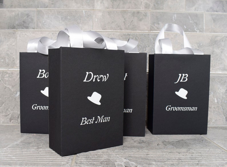 Gray Groomsman Gift Bags Gift for Him Black Best Man Gift Etsy