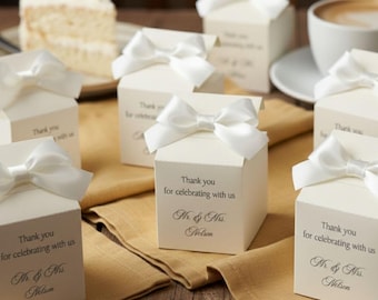 Personalized Wedding Favor Boxes: White or Ivory Candy Gift Box