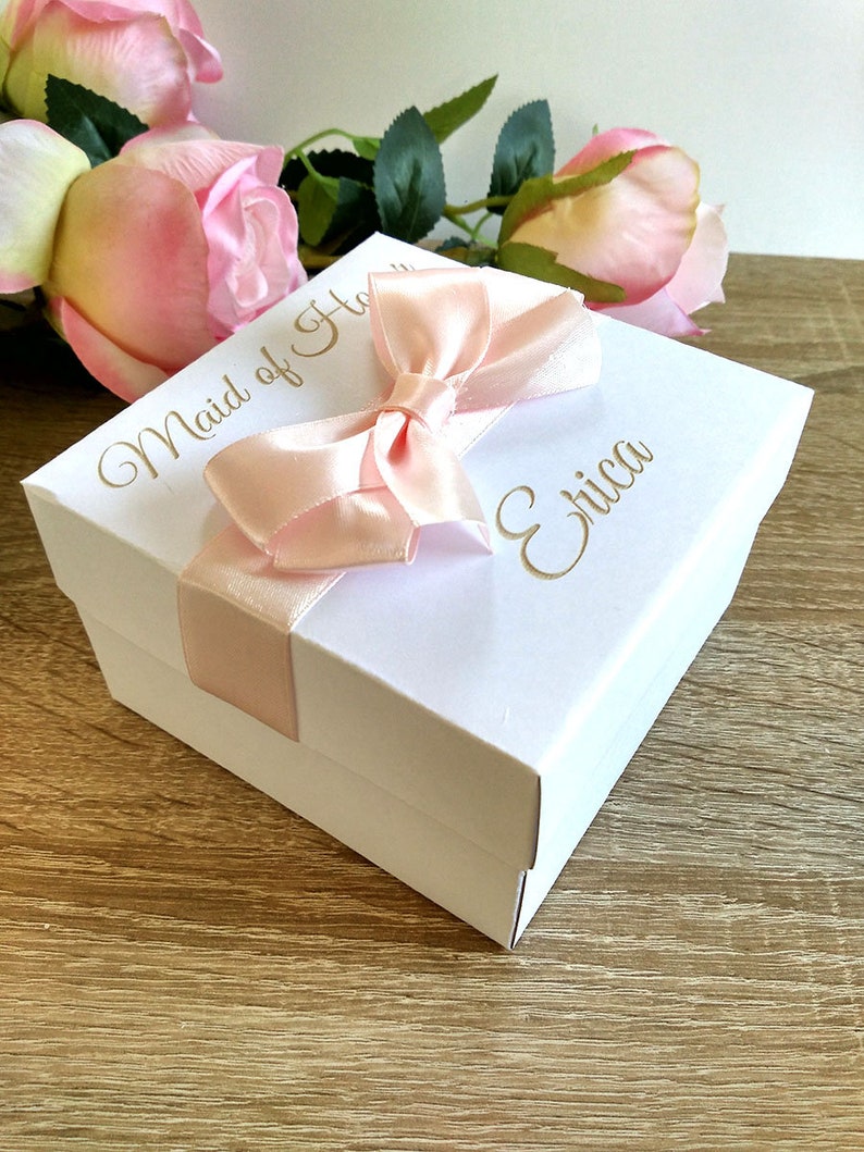 Bridesmaid boxes, maid of honor box, custom gift box, personalized gift box, birthday gift box, valentines gift box, holiday gift, gift box 5x5x2.7 inches