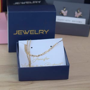 Scatola portagioie blu navy, scatola portabracciali regalo personalizzato, proposta di matrimonio, messaggio personalizzato, regalo per lei, occasione speciale, confezione elegante