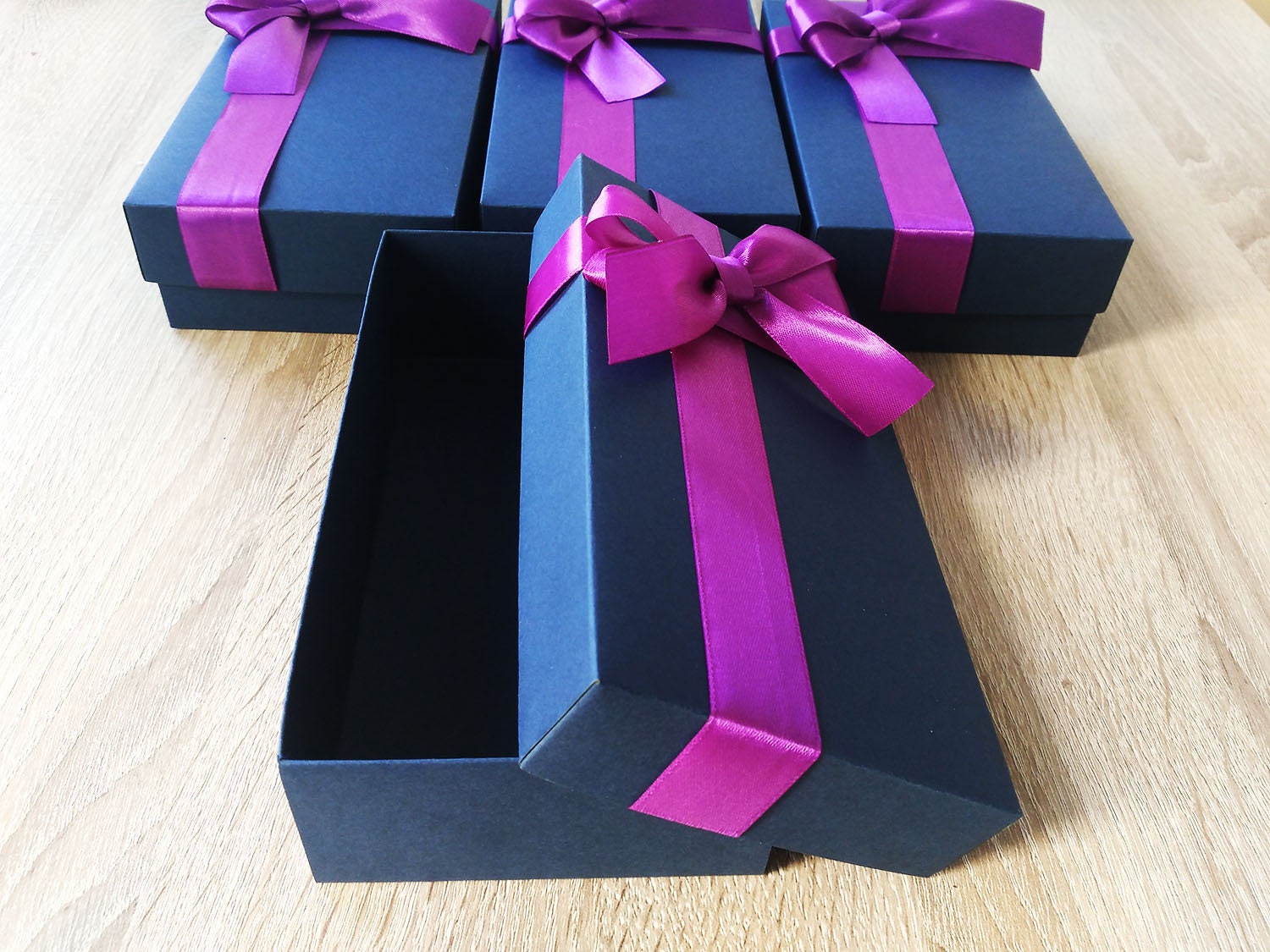 Navy Blue Boxes Boxes With Lid Boxes With a Ribbon Elegant Etsy