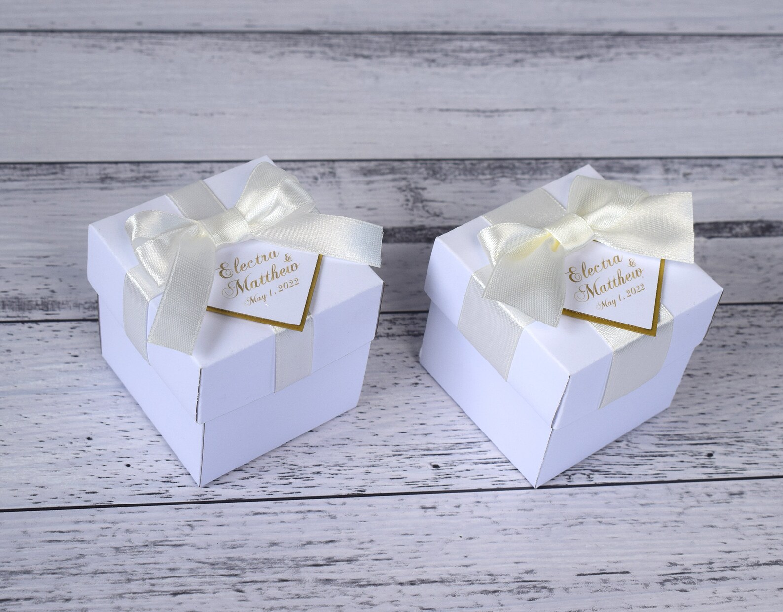White Favor Boxes Ivory Wedding Favor Boxes Custom Favor Etsy