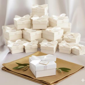 Custom Wedding Favor Boxes: Ivory or White With Ribbon - Etsy