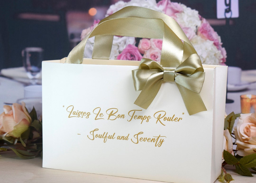 White Gift Bags With Ribbon, White Bridesmaid Gift Bags, Wedding Silver