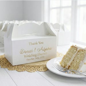 Personalized Wedding Cake Boxes: White Cardboard Favor Boxes